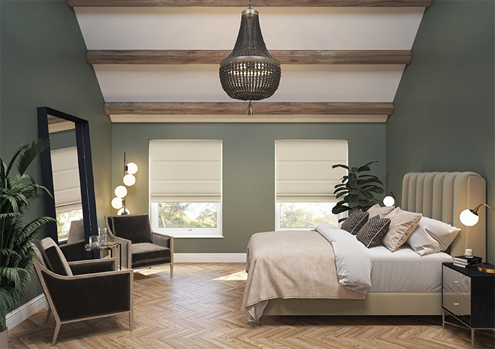 Genoa Faux Silk (Blackout), Cream Shimmer - Motorised Roman Blind - Image 8